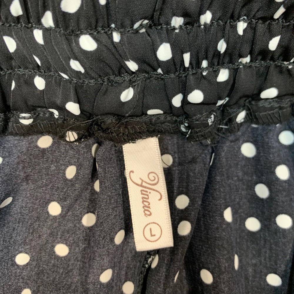 Zincia Black White Polka Dot Maxi Skirt Elastic Waist A-Line Size Large - Picture 4 of 6